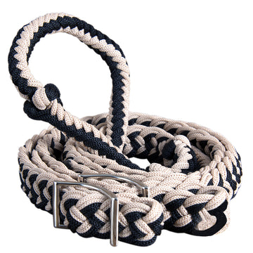 Hilason Braided Poly Barrel Racing Contest Flat Reins 1" X 8Ft Tan Black